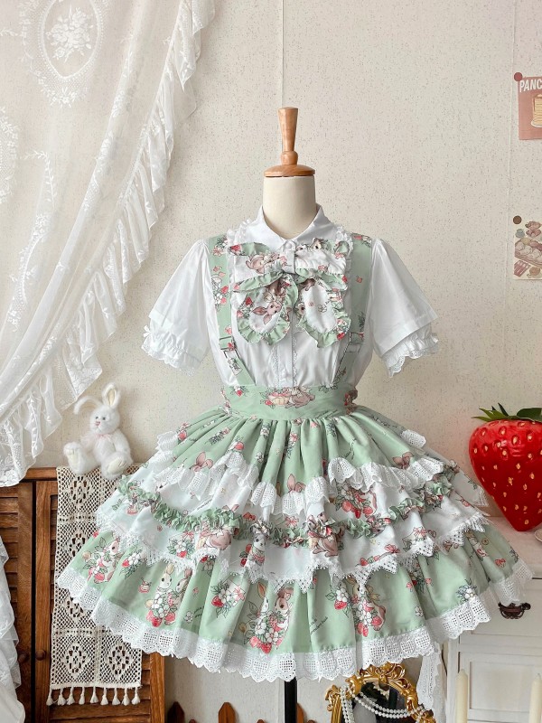 Lolita suspender SK Large Swing Lace Bow Suspender Skirt