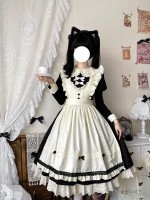 Black Retro Lolita Apron Maid Dress