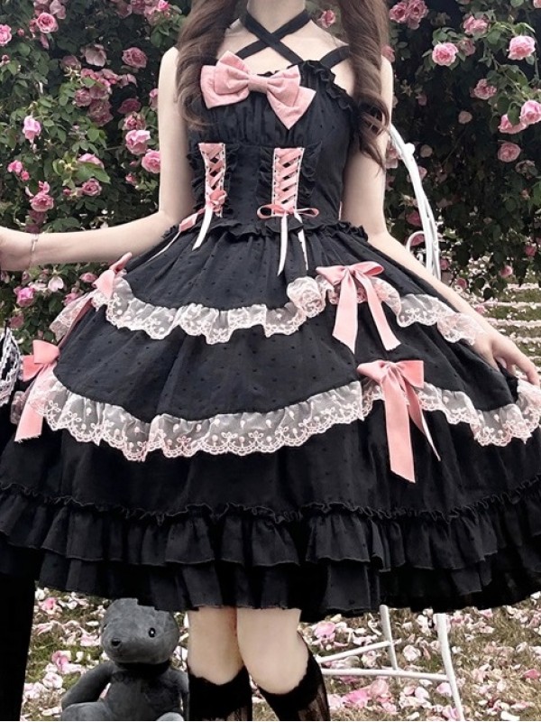 Black Sweet Lolita Princess Dress JSK Suspender Dress