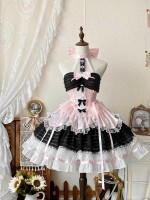 Black Sweet Short Lolita Princess Dress Halter Neck JSK Dress