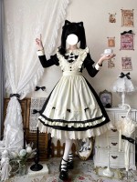 Black Retro Lolita Apron Maid Dress