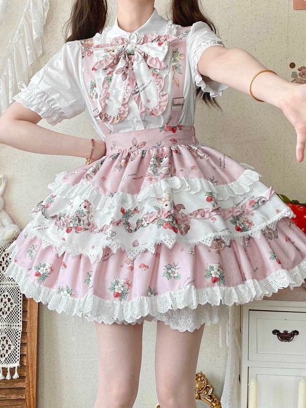 Lolita suspender SK Large Swing Lace Bow Suspender Skirt