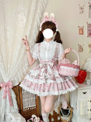 Lolita suspender SK Large Swing Lace Bow Suspender Skirt