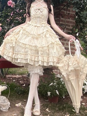 Yellow Sweet Lolita Princess Dress JSK Suspender Dress