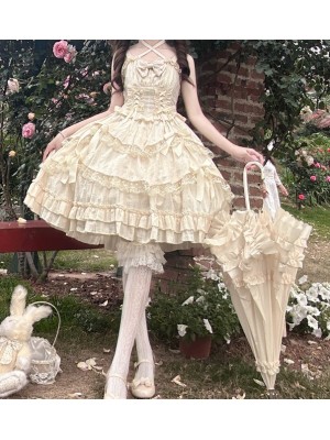 Yellow Sweet Lolita Princess Dress JSK Suspender Dress