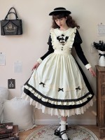 Black Retro Lolita Apron Maid Dress