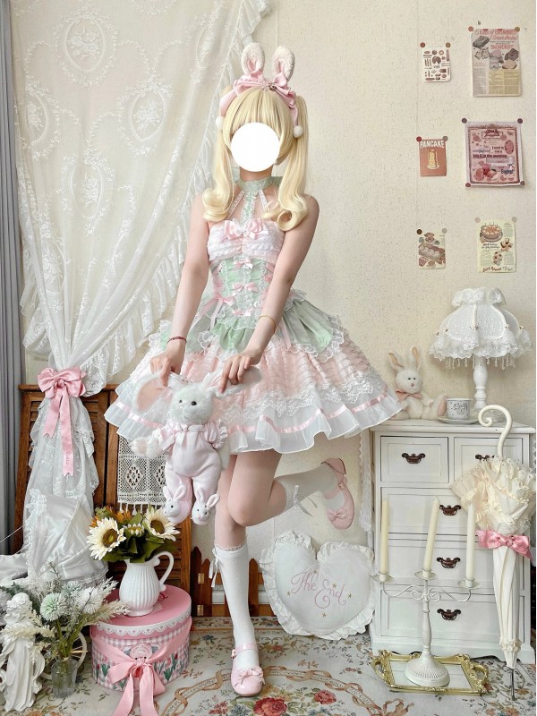 Sweet Short Lolita Princess Dress Halter Neck JSK Dress