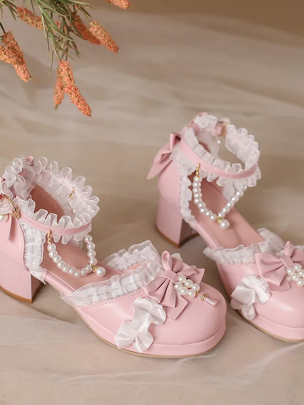 Sweet and Lovely Light Bride Lolita Shoes