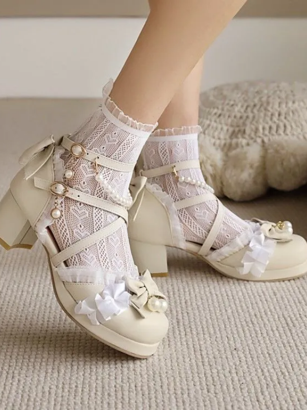 Sweet and Lovely Light Bride Lolita Shoes