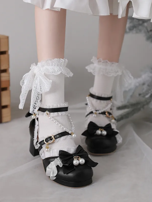 Sweet and Cute Round Toe Mid-heel Bride Lolita Shoes