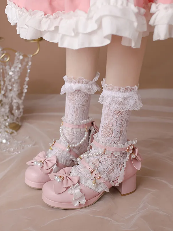 Sweet and Cute Round Toe Mid-heel Bride Lolita Shoes