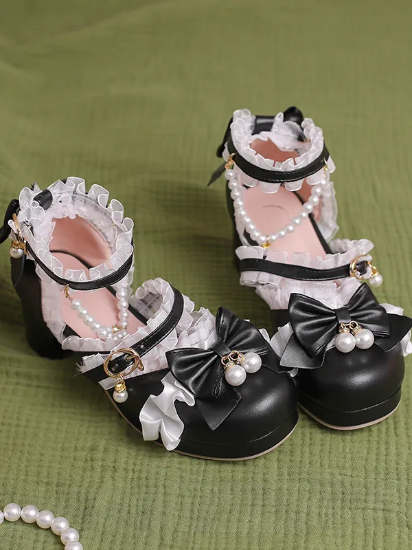 Sweet and Cute Round Toe Mid-heel Bride Lolita Shoes