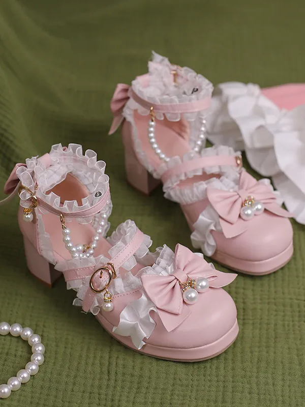 Sweet and Cute Round Toe Mid-heel Bride Lolita Shoes