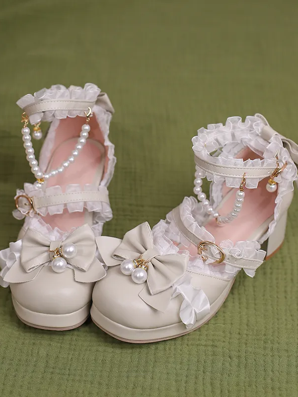 Sweet and Cute Round Toe Mid-heel Bride Lolita Shoes