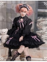 Sweet Gothic Lolita OP Long-sleeved Dress Cake Skirt