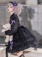 Sweet Gothic Lolita OP Long-sleeved Dress Cake Skirt