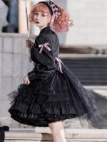 Sweet Gothic Lolita OP Long-sleeved Dress Cake Skirt