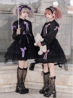 Sweet Gothic Lolita OP Long-sleeved Dress Cake Skirt