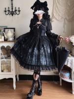 Sweet Gothic Lolita Dress Dark Style JSK Printed Dress