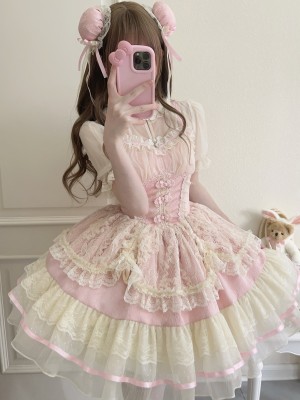 Pink Sweet Ballet Style Lolita Skirt JSK Suspender Dress