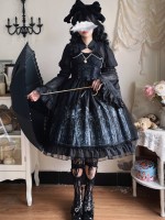 Sweet Gothic Lolita Dress Dark Style JSK Printed Dress