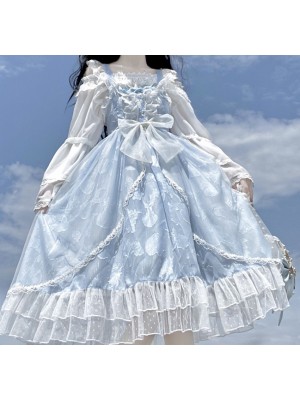 Blue Sweet Lolita Printed Suspender JSK Dress