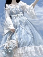 Blue Sweet Lolita Printed Suspender JSK Dress