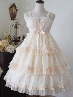 Sweet Lolita Skirt JSK Elegant Puffy Skirt Apricot Lolita Suspender Dress