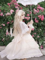 Sweet Lolita Skirt JSK Elegant Puffy Skirt Apricot Lolita Suspender Dress