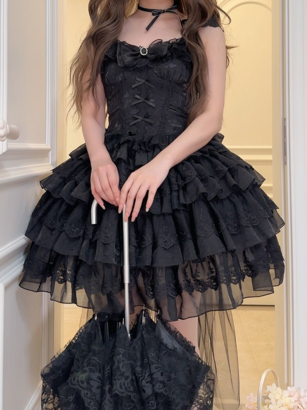 Black Lolita Ballet Style Bride JSK Suspender Dress