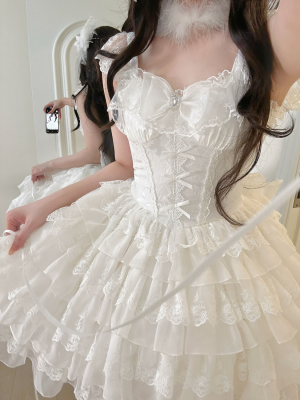 White Lolita Ballet Style Bride JSK Suspender Dress