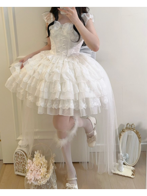 White Lolita Ballet Style Bride JSK Suspender Dress