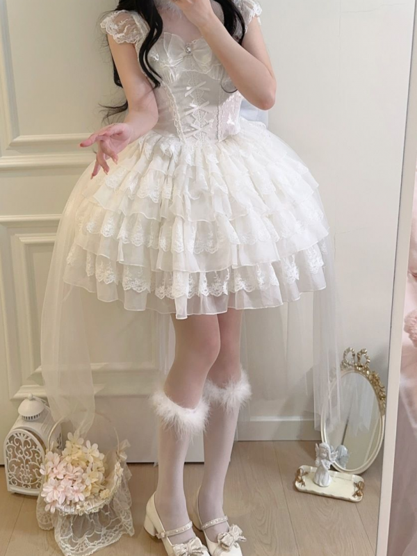 White Lolita Ballet Style Bride JSK Suspender Dress