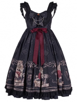 Sweet Retro Lolita Dress CLA Printed Suspender Skirt