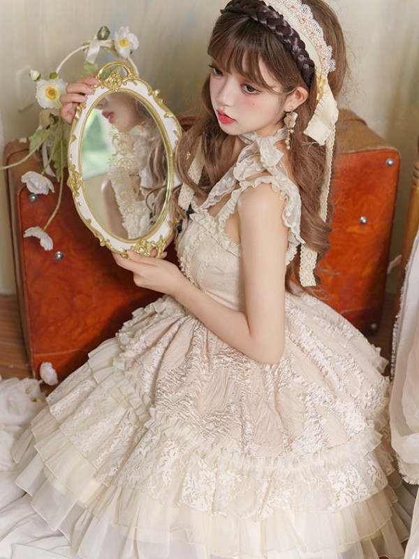 Sweet and Elegant Ballet Style Cake Skirt Lolita Suspenders Dress