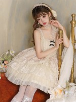 Sweet and Elegant Ballet Style Cake Skirt Lolita Suspenders Dress