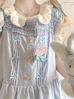 Sweet Fungus Satin Lace Cotton Loose JSK Suspender Dress