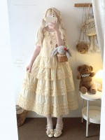 Sweet Fungus Satin Lace Cotton Loose JSK Suspender Dress