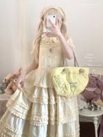 Sweet Fungus Satin Lace Cotton Loose JSK Suspender Dress