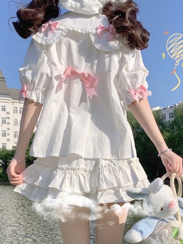 Sweet and Cute Lolita Cotton Short-sleeved Candy Blouse