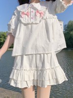 Sweet and Cute Lolita Cotton Short-sleeved Candy Blouse