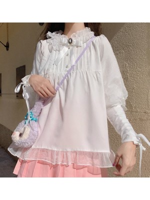 Sweet Lolita Lamb Leg Sleeves With Chiffon Long-sleeved Blouse