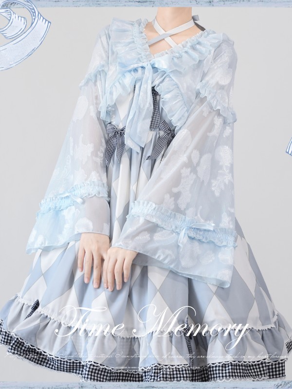 Cute Lolita Chiffon Lantern Sleeve Bow Cardigan Jacket