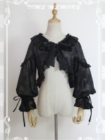 Cute Lolita Chiffon Lantern Sleeve Bow Cardigan Jacket