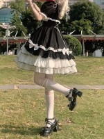 Halloween Black White Lolita Dress Sweet Lolita Puffy Princess Dress