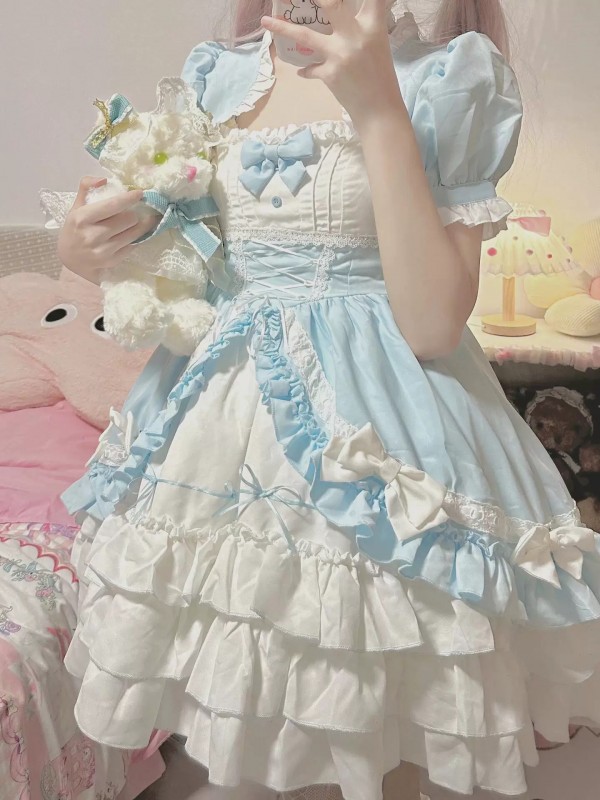 Sweet Blue Lolita Dress Sweet Lolita Puffy Princess Dress