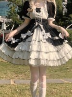 Halloween Black White Lolita Dress Sweet Lolita Puffy Princess Dress