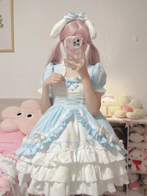 Sweet Blue Lolita Dress Sweet Lolita Puffy Princess Dress