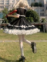 Halloween Black White Lolita Dress Sweet Lolita Puffy Princess Dress