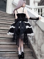 Embroidered Gothic Style Dark Princess Dress Black and White Lolita Suspender Skirt